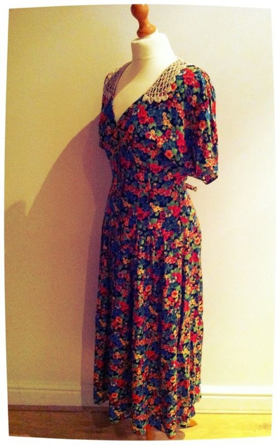 1990s floral long dress