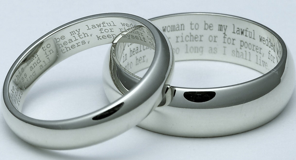 Set of Two Rings Wedding Vow Rings Custom Engraved Sterling