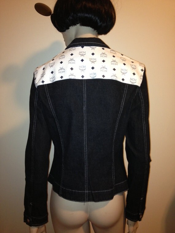 Vintage 90s MCM authentic zip denim jacket leather avant