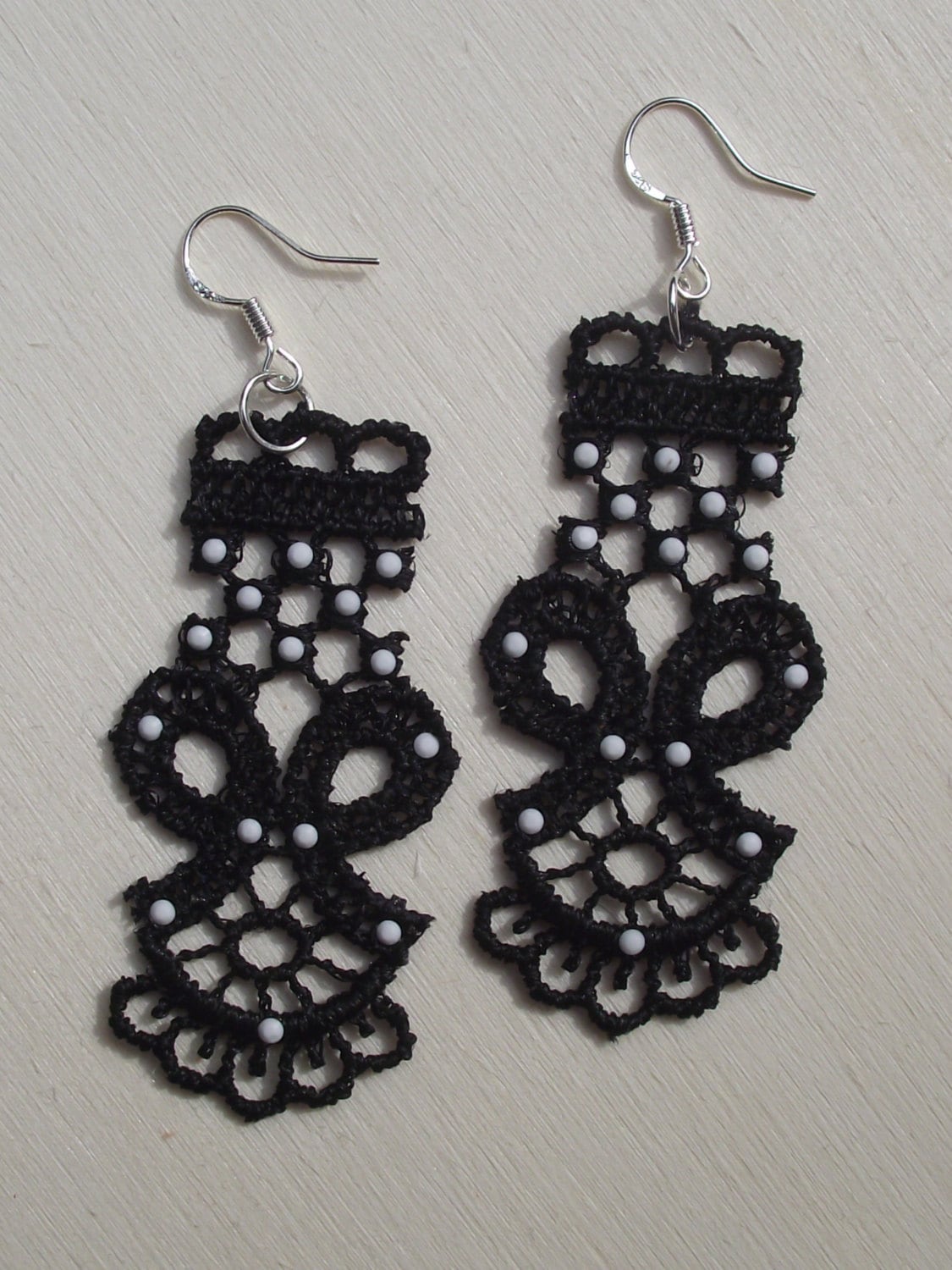 Black Lace Earrings BiwisLab on Etsy 