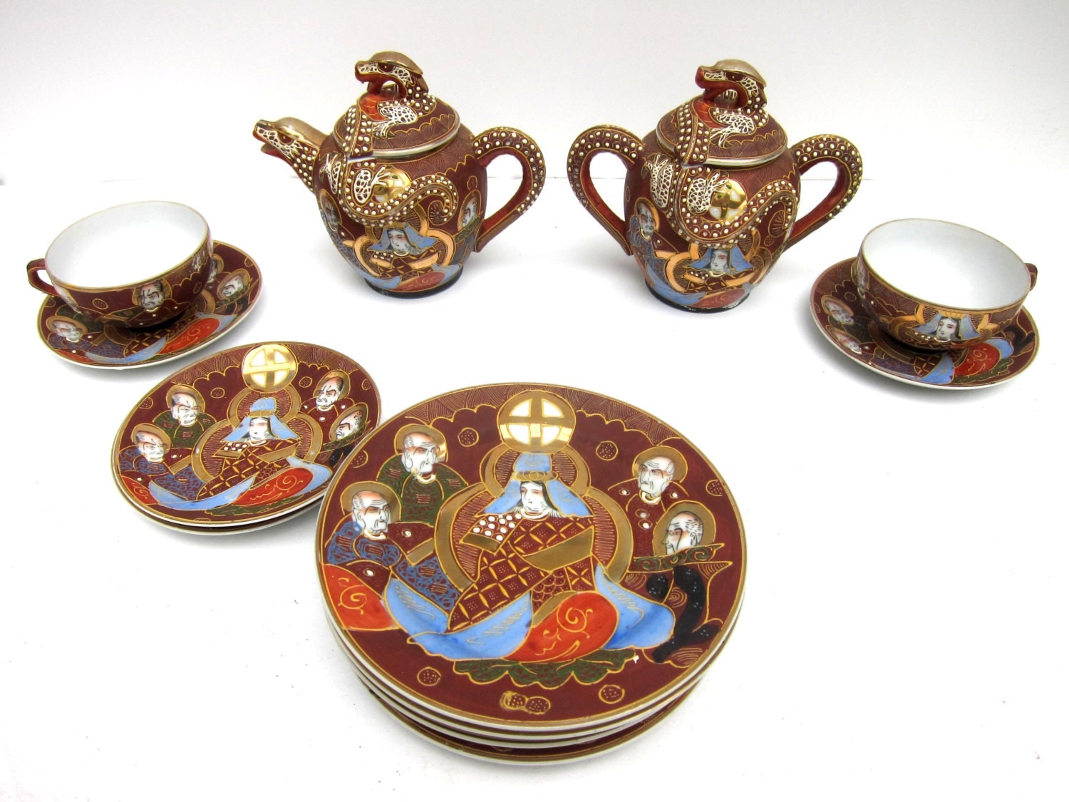 SALE Japanese Hand Painted Kutani Dragonware Tea Set with