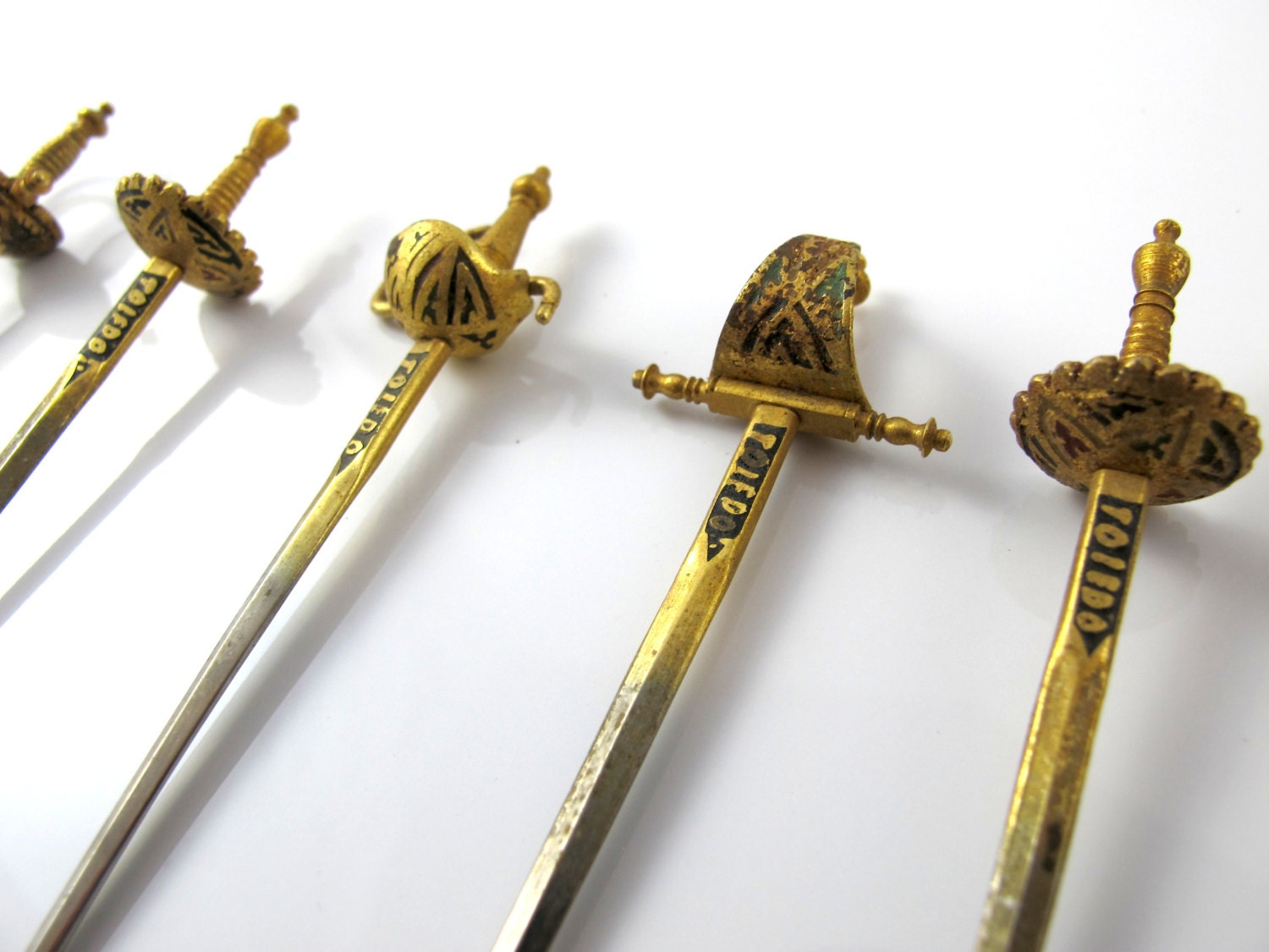 Set of 6 Vintage Miniature Toledo Sword Cocktail Picks