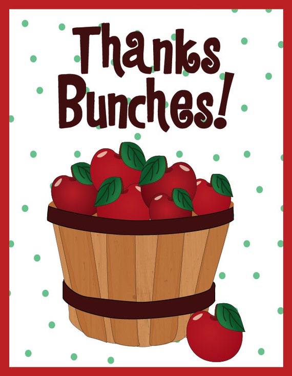 Items similar to Thank Bunches Apple Folding Thank You Cards on Etsy