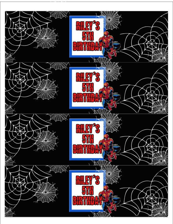 Spiderman Water Bottle Labels