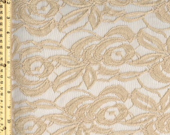 Tan Warm Cotton Lace Fabric by the Yard Wedding Bridal Craft Lace Material Cotton Tan Lace Fabrics - 1 Yard Style 231