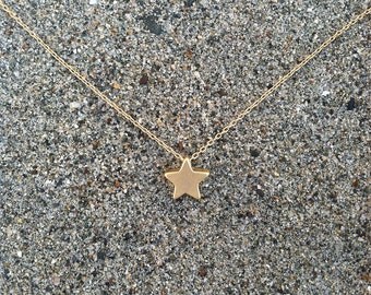 16 K Matte Gold, Star Necklace, Tiny Star Pendant