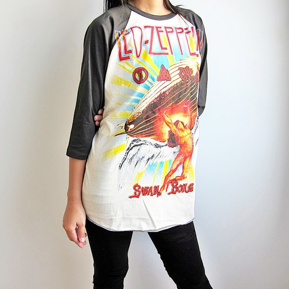 Led Zeppelin Shirt Swan Song Hard Rock Heavy by PunkRockTshirt