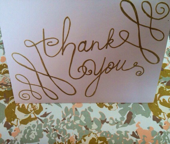 Items similar to Thank you card, simple and elegant. Handwritten. Two ...