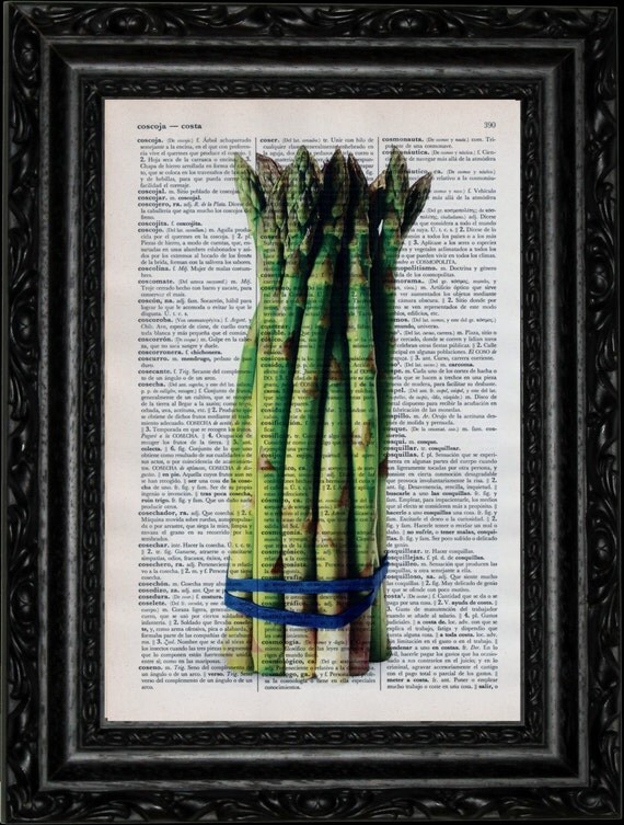 Asparagus Dictionary Art Vintage Book Print Recycled by UPage