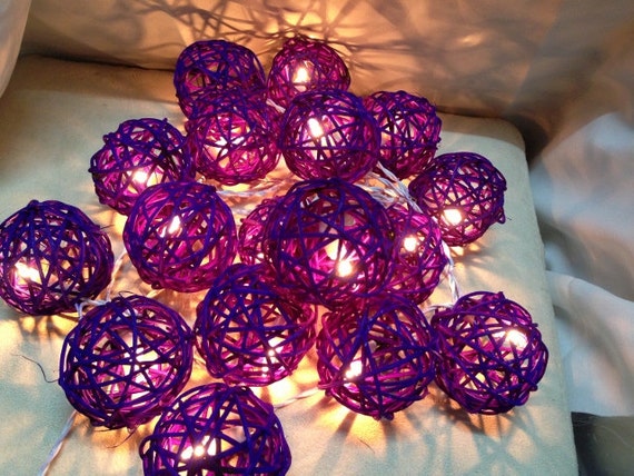 Dark Purple Rattan Ball String Light Wedding Fairy Light by Nisa33
