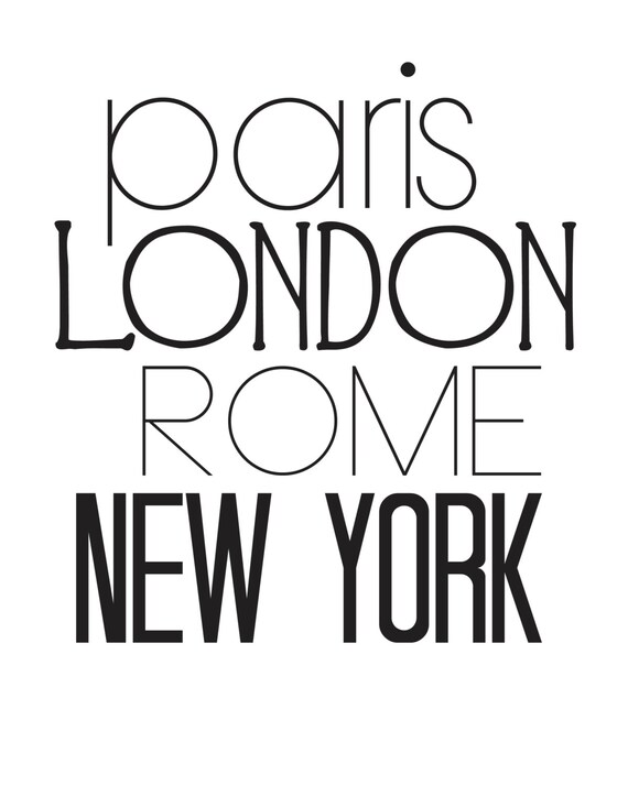 Items similar to Paris, London, Rome, New York 8x10 Print, Fashion Wall