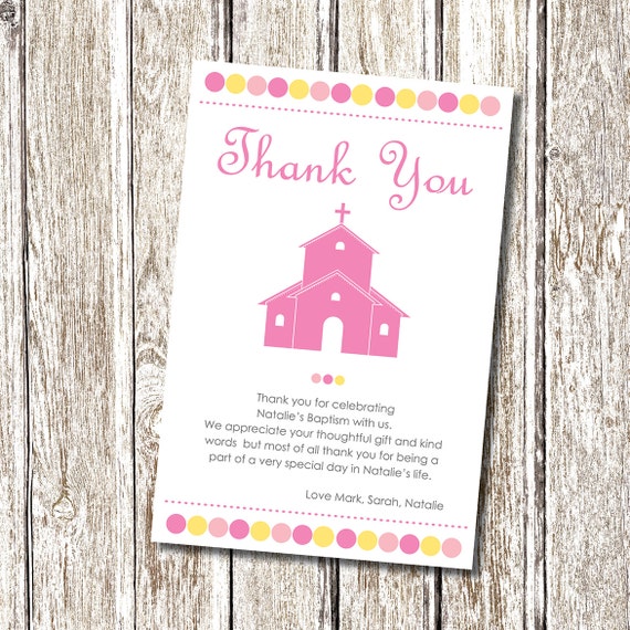 Christening or Baptism Church Thank you card Printable and