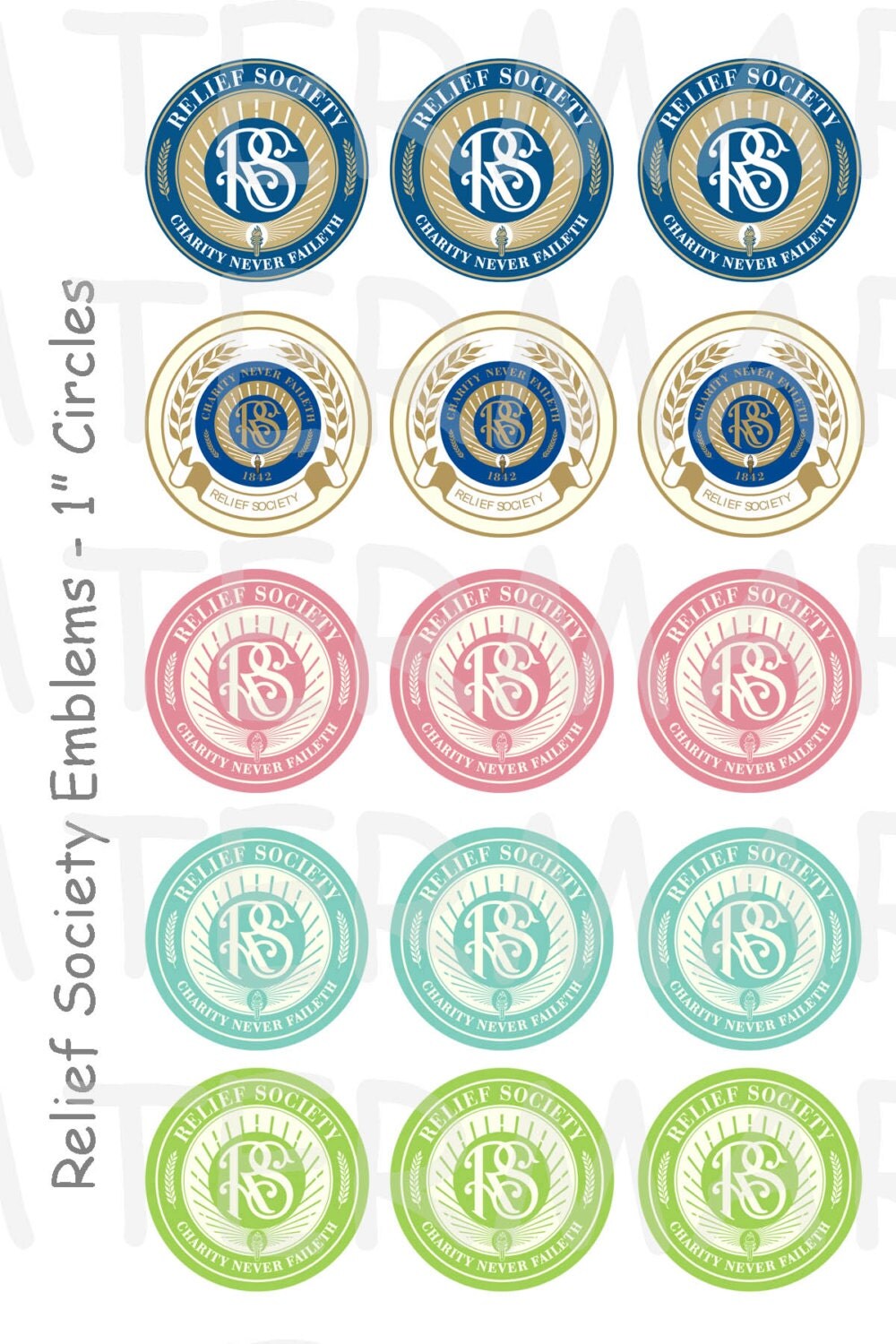 Relief Society Emblems 4 x 6 Digital Collage by GreenJelloSalad