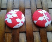 Fabric Button Earrings-Cherry Blossom