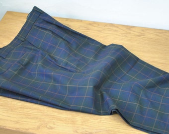 Vintage BURBERRYS 1980s Navy Blue and Green TARTAN PLAID Men's Pants...........(041)