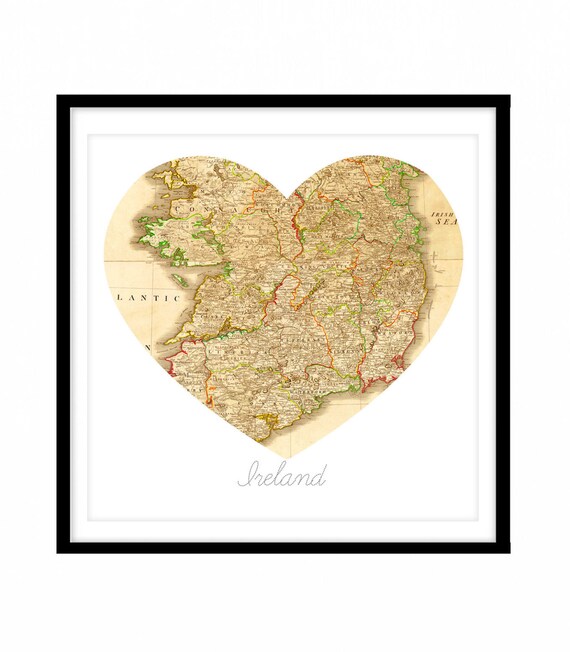 gifts Irish Gift  bridesmaid Destination  Ireland  Map, Bridesmaid Cream, Wedding Heart ireland