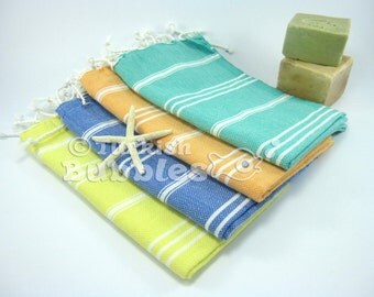 FREE shipment Set of 4 Hand Head Towel Peshkir, TurkishTowel, Exclusive Quality Pure Turkish Cotton, Tea Towel, Kitchen Towel, Baby Towel