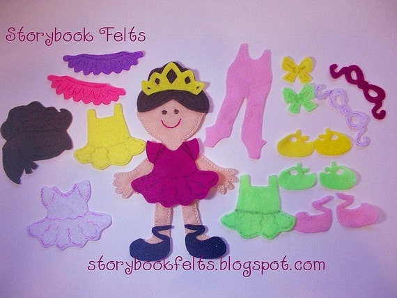 Storybook Felts Felt My Little Ballerina Doll Dress Up Set 23 PCS Paper Doll