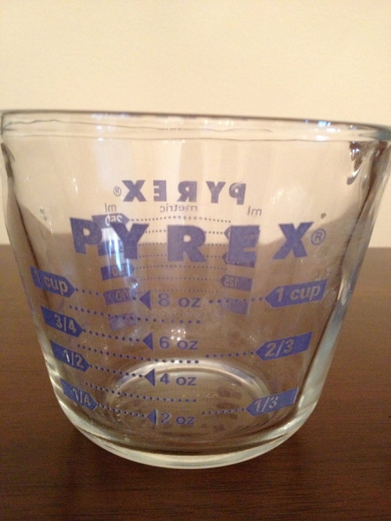 Pyrex Blue Lettering 1 Cup Glass Measuring by TheSuburbanPicker