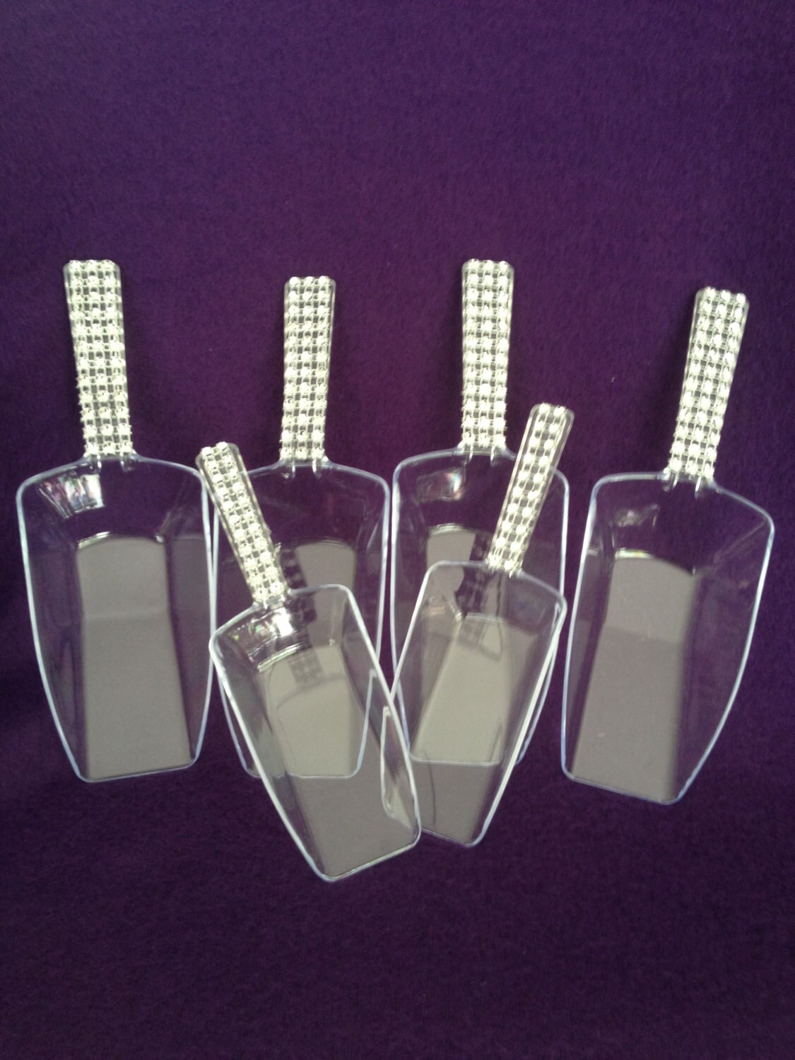 Set of 6 Silver Bling Candy Scoops for Candy Bar or Popcorn