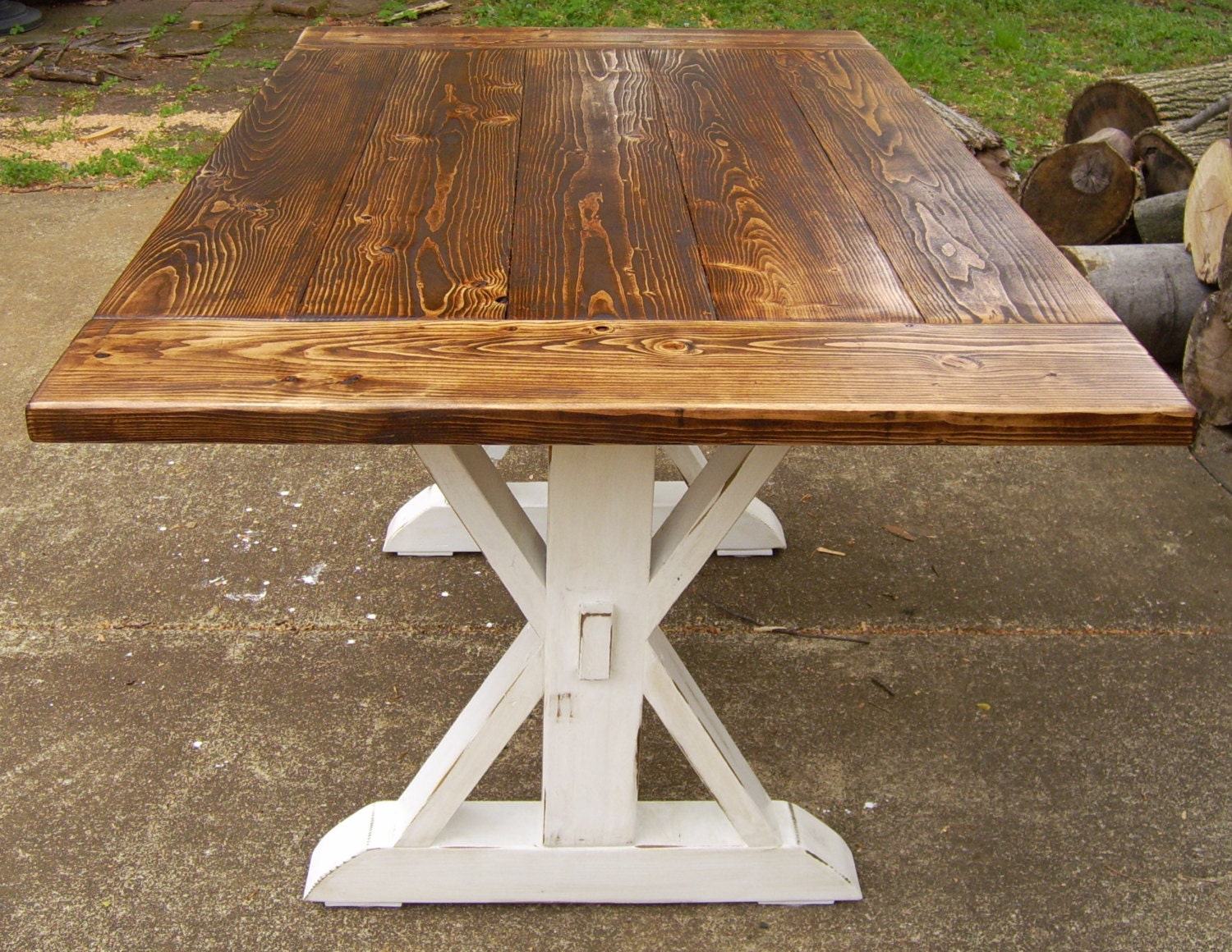 Kent Dining Table Trestle-X Farmhouse by WonderlandWoodworks