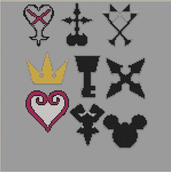 Cross Stitch Pattern Kingdom Hearts Symbols PDF Download Final