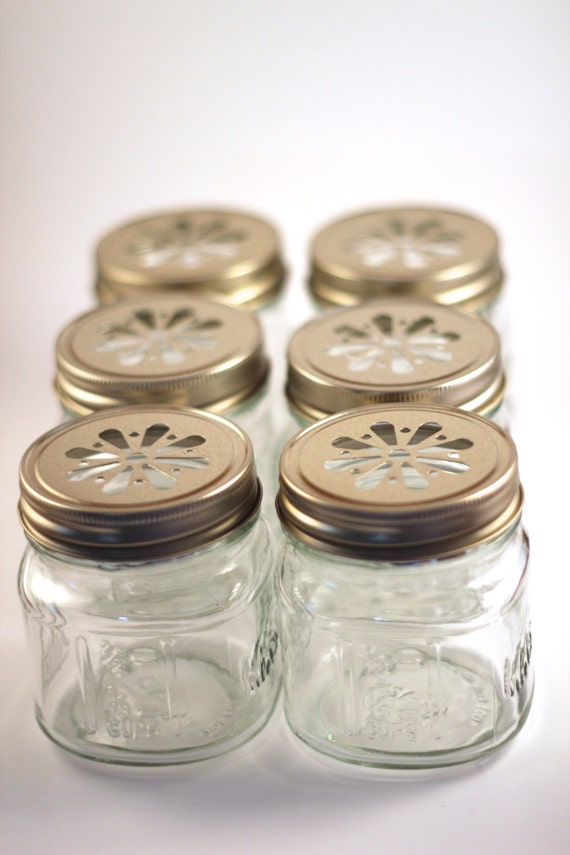 HOT SALE 6 Gold Mason Jar LIDS Daisy Flower by MoreSprinkledJoy