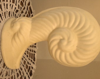Vintage Ceramic Nautilus Shaped Buttery Creamy Yellow Vase