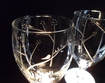 Wedding favor etched water glasses. Wedding glasses, custom wedding glassware. Set of 50.