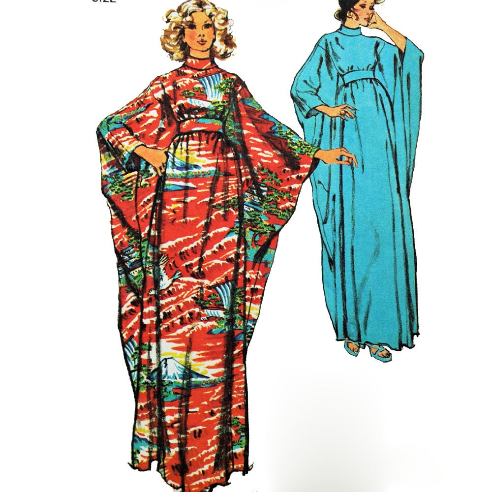 Vintage 70s Bohemian Maxi Caftan Dress Pattern / Simplicity