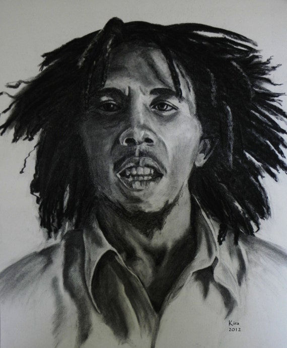 Items similar to Bob Marley. Portrait. Original charcoal drawing. on Etsy