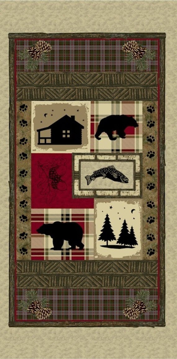 SALE Panel REMNANT Cabin Fever Cotton Quilt Fabric