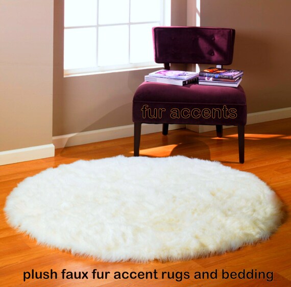 NEW Faux Fur ROUND Rug / Fine Shaggy Warm by PremiumFauxFurRugs