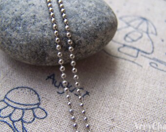 16ft (5m) Platinum White Gold Tone Brass Bead Ball Chain 1.5mm A1999