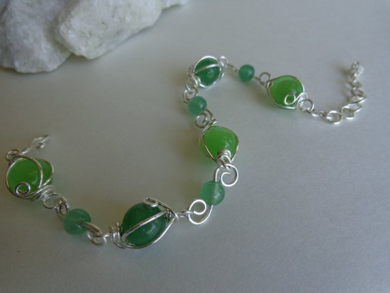 Green Aventurine and Cat's Eye Bracelet Gemstones
