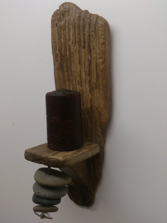 Items similar to SOLD Driftwood wall sconce candle holder rustic waxed and polished wood church ...
