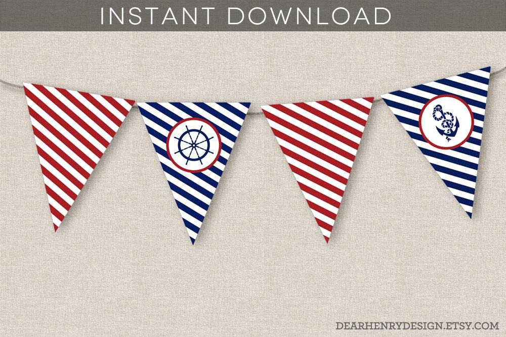 nautical banner instant download printable nautical birthday