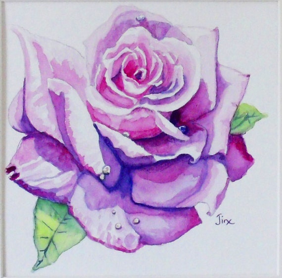 Items similar to Lavender Rose Watercolor Original Painting of The ...