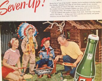 Vintage 7Up Ad, Paper Ephemera taken from a 1951 Ladies Home Journal