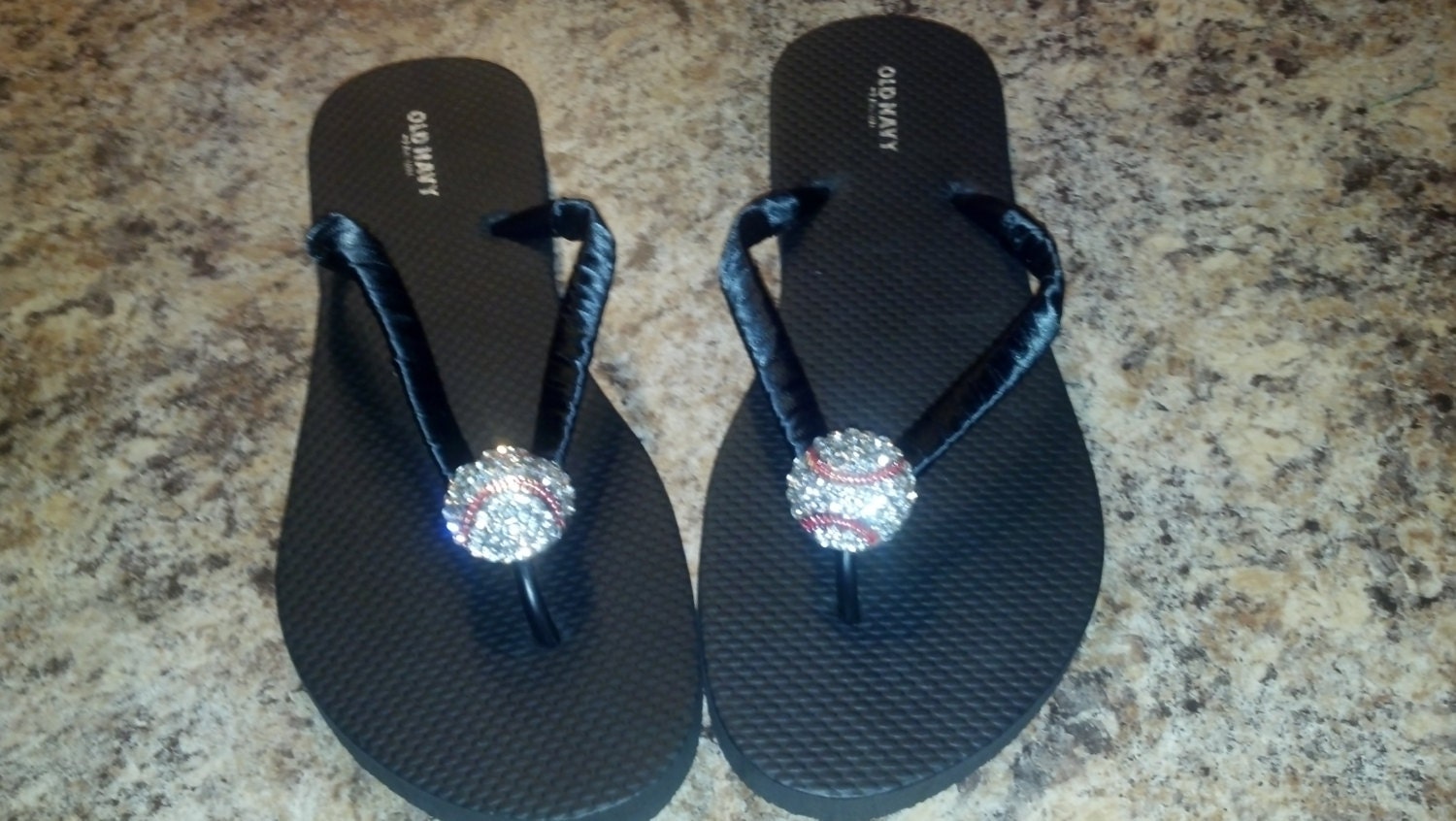 bling baseball flip flop by blingbowflipflops on Etsy