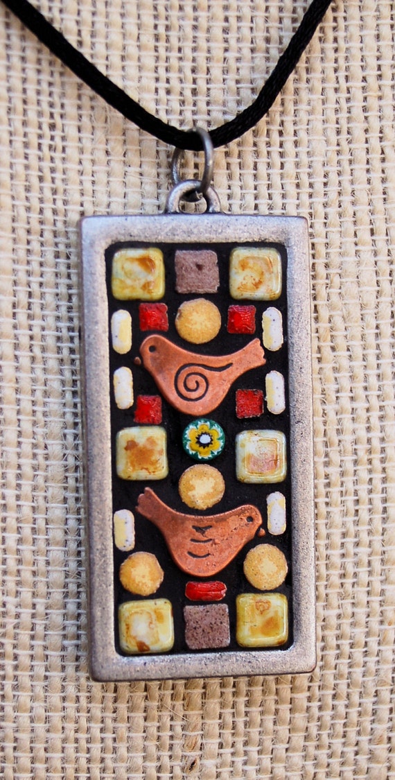 Items Similar To Handmade Mosaic Tile Pendant Necklace On Etsy