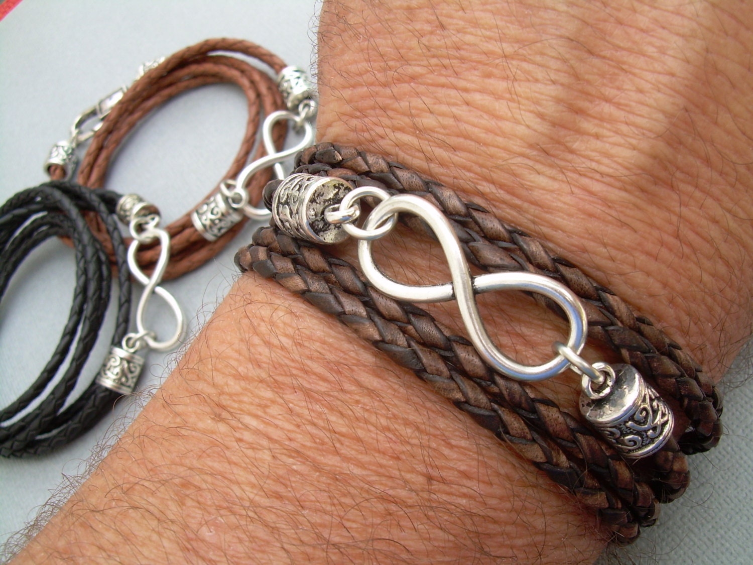 Infinity Bracelet Leather Bracelet Mens Bracelet Womens