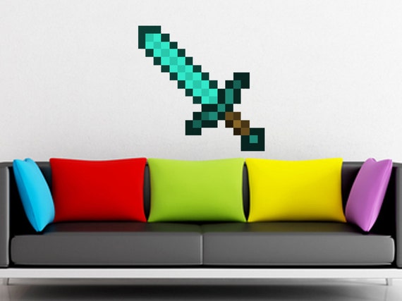 Reusable Removable Minecraft SWORD Wall Decals Wall by WowDesignz