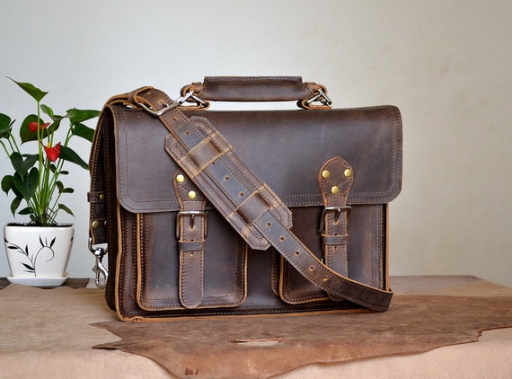 Items similar to The Original Leather Briefcase 16inches by Marlondo ...