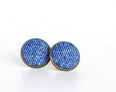 Jeans Earring Studs - Fabric Buttons Stud Earrings - Jeans Jewelry - Blue Country Earring Posts