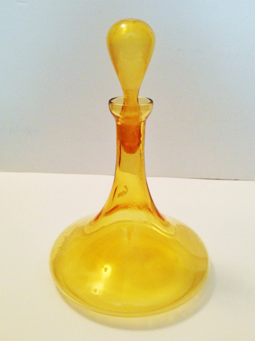 HandBlown Amber Depression Glass Decanter by VintageMarketCT