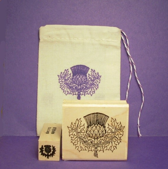 Scottish Thistle Rubber Stamp Set in Muslin Pouch