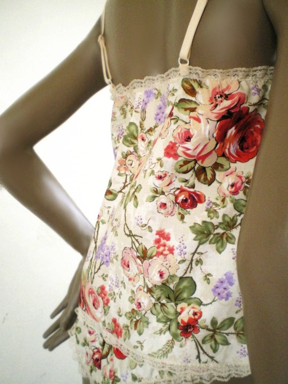 Handmade Cotton Camisole Old Fashioned Chintz Roses Print by Swoon