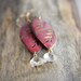 Red earrings, vintage Indian metal statement earrings, tribal boho global, gold filled