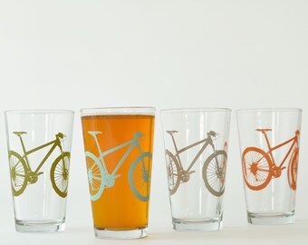 High desert - 4 mountain bike pint glasses, 4 colors
